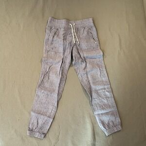 Athleta Pants Womens 2 Blue Cabo Linen Jogger Elastic Waist Zip Pockets Cuffed